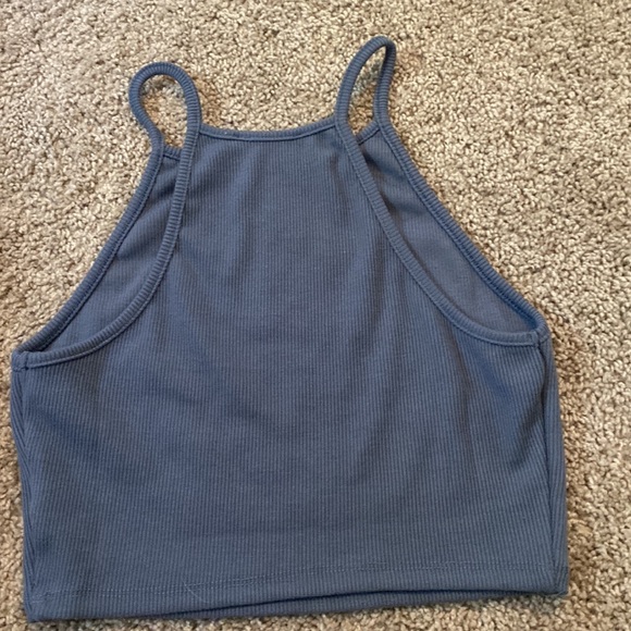 blue cropped tank top. size s - Picture 2 of 3